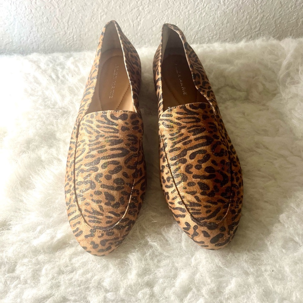 Alex Marie Barton Leopard Print Loafers Shoes Metallic Gold Women Size 8.5